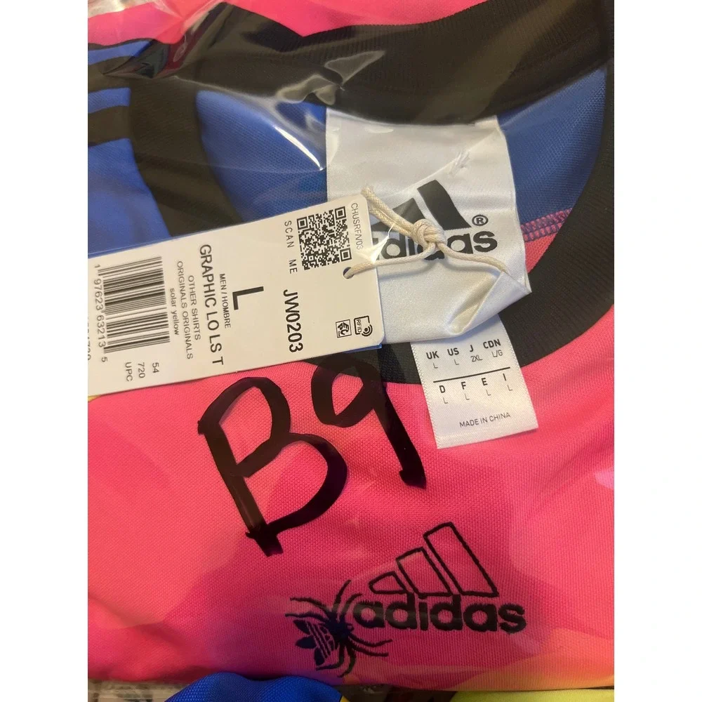 Adidas Graphic LO LS T Mens large  Pink New Jersey Style T-Shirt JW0203